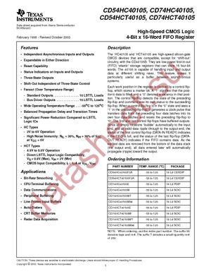 CD74HC40105MG4 datasheet  